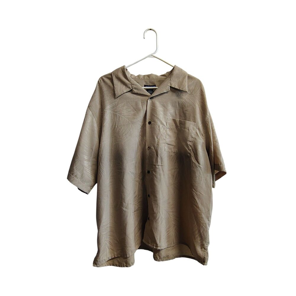 Knightsbridge Men's 2X Beige Tropical Design Hawaiian Short Sleeve‎ Shirt